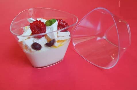 Alpha Basics 2oz (50ml) Small Transparent Plastic Dessert Cups Triangle (Pack of 20)