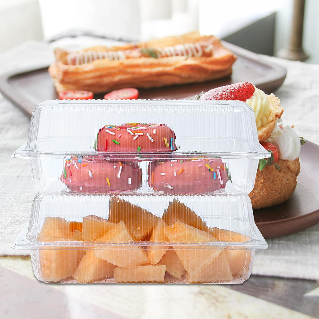 Alpha Basics Pack of 25 PET Hinged (Large) Cake Box Containers Transparent PL Box for bakery 23cmx10cmx7cm