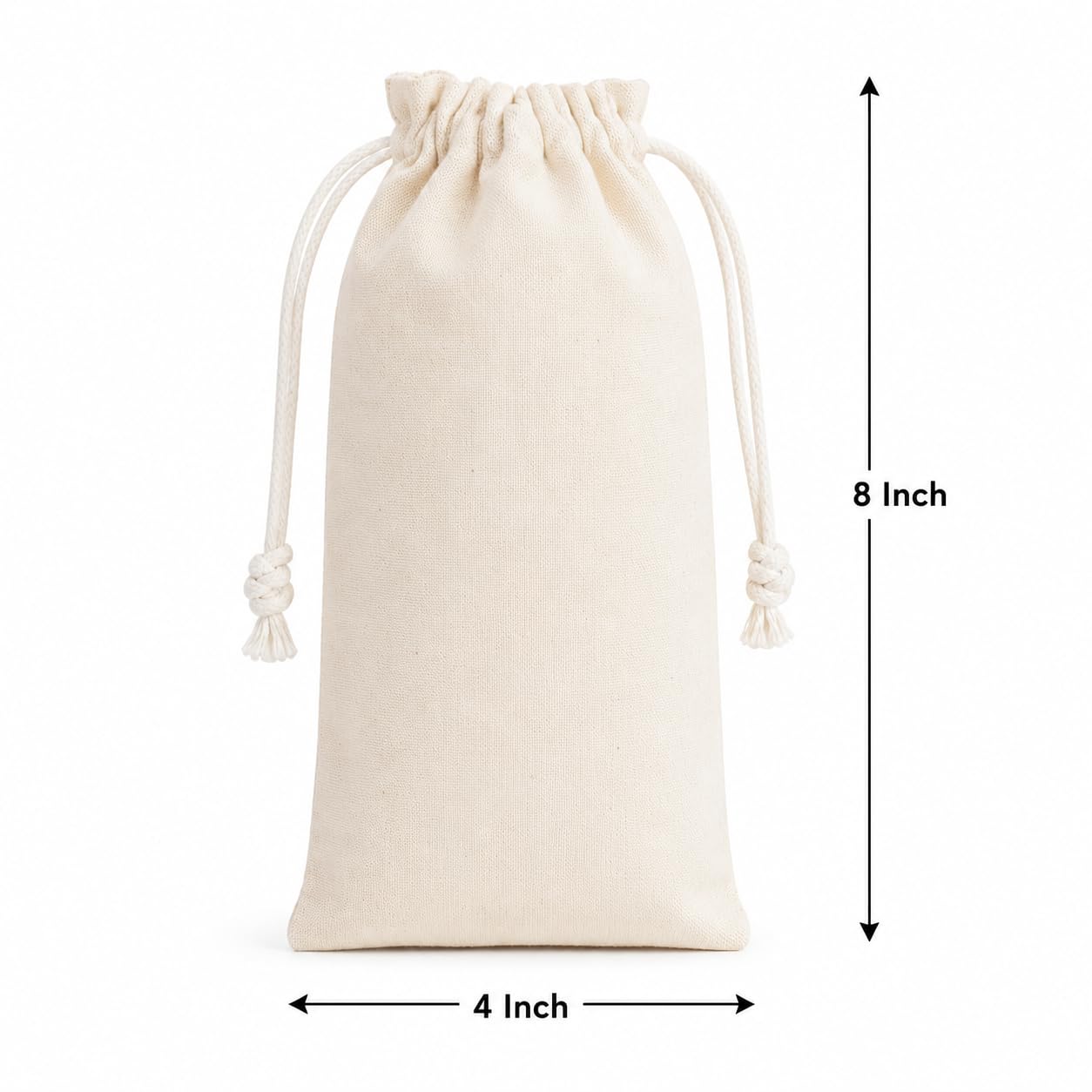 Alpha Basics Pack of 10 Cotton Drawstring Pouch Bag 4 x 8 Inch, White Muslin Storage Bags with Drawstring Closure for Jewelry, Gifts, Wedding Favors, Soap, Candles, Herbs and Cosmetics
