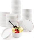 Alpha Basics Pack of 25 300ml Paper Cup with Lid Dessert Vegetable Serving Cups