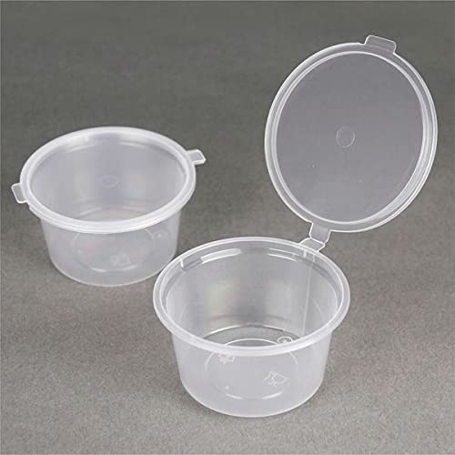 Best We Sell Mini 50Ml Plastic Cup With Attached Lid|Small Size Plastic Container For Food Storage|Pack Of 50,Transparent