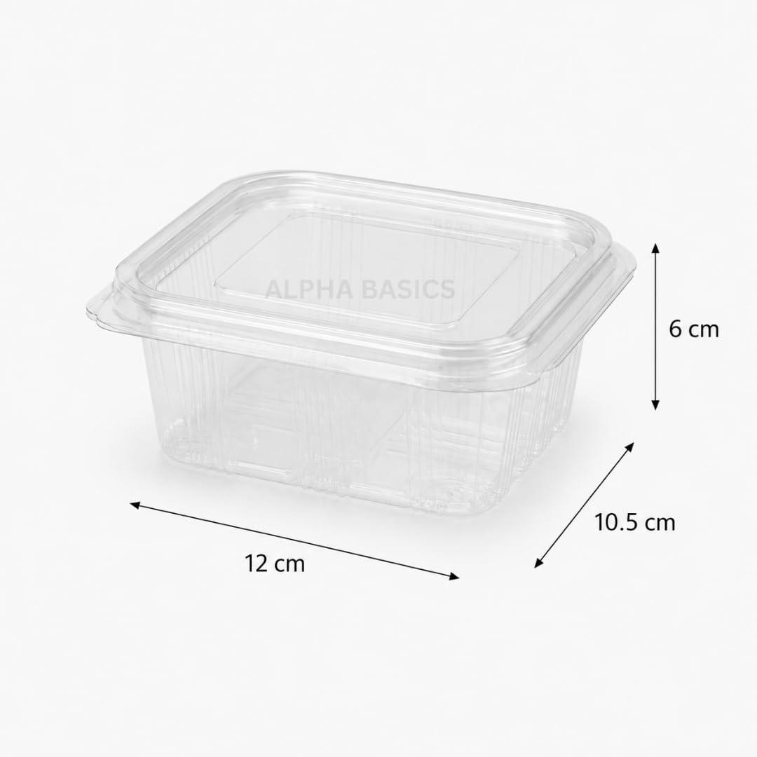 Alpha Basics Pack of 25 Rectangular 500ml Brownie Dessert Packaging Box with Hinged Lid