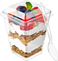Alpha Basics Glass Large 250ml Dessert Mousse Cups with Lids, Transparent