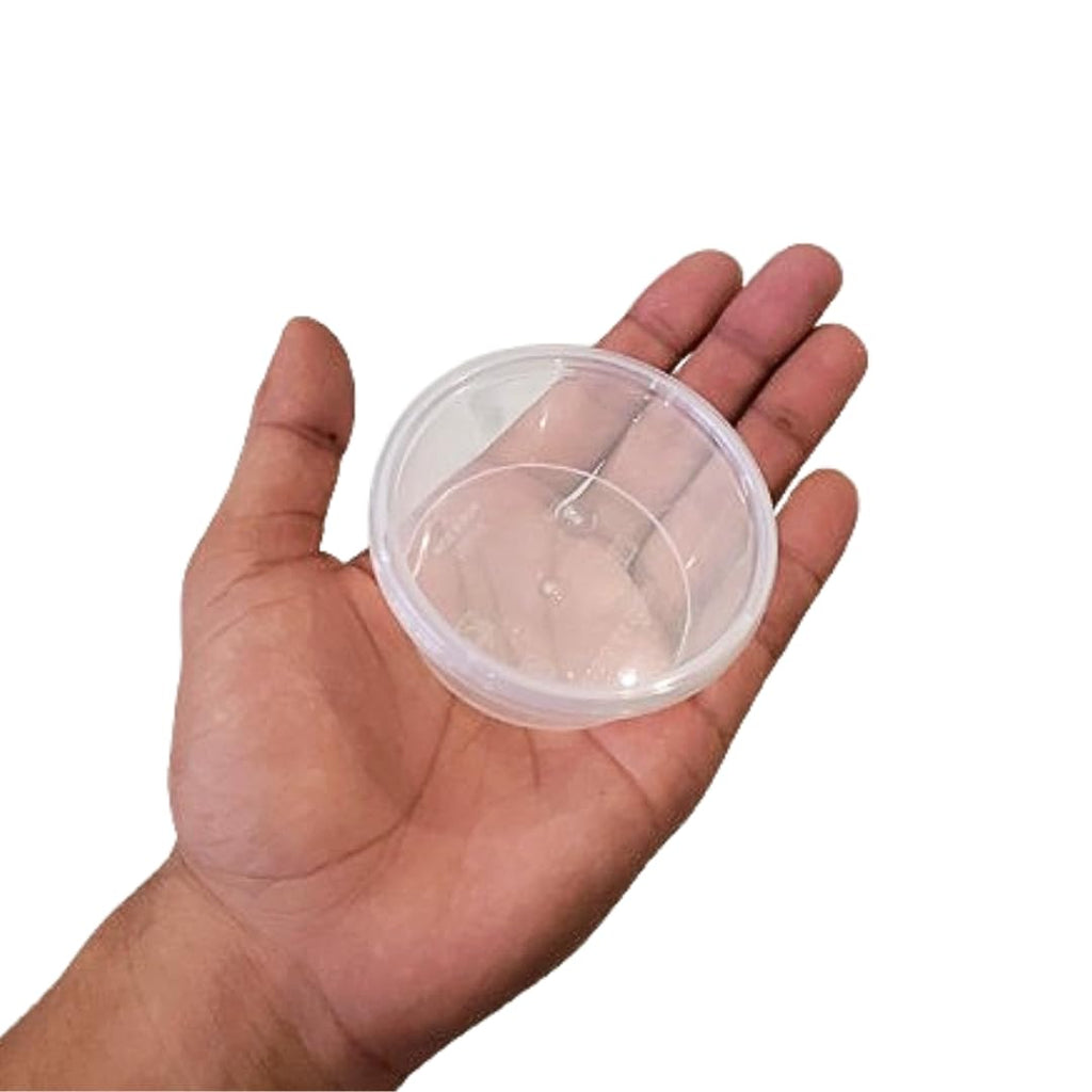 Alpha Basics Plastic Round Reusable Containers with lid - 100ml transparent (Pack of 50)