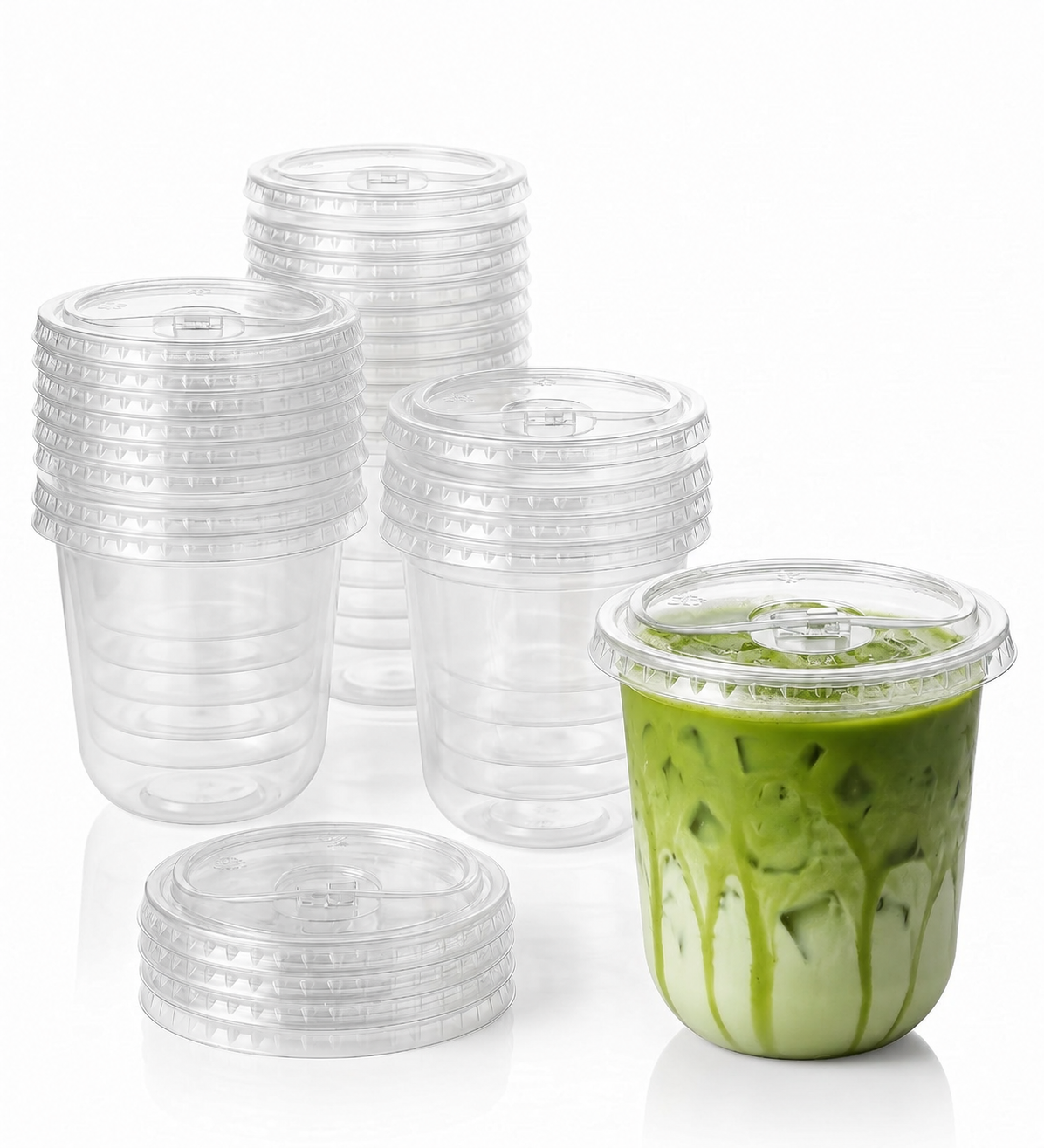 350ml U-Shape Sipper Cups with Lids – Pack of 25 | Clear PET Cups for Cold Coffee, Juice & Shakes
