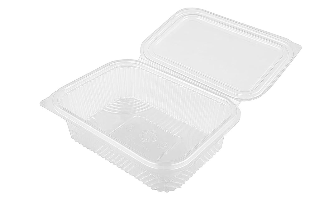 Alpha Basics Pack of 25 Rectangle 750ml Takeaway Food Fruit Containers Deli Food Boxes with Hinged Lid