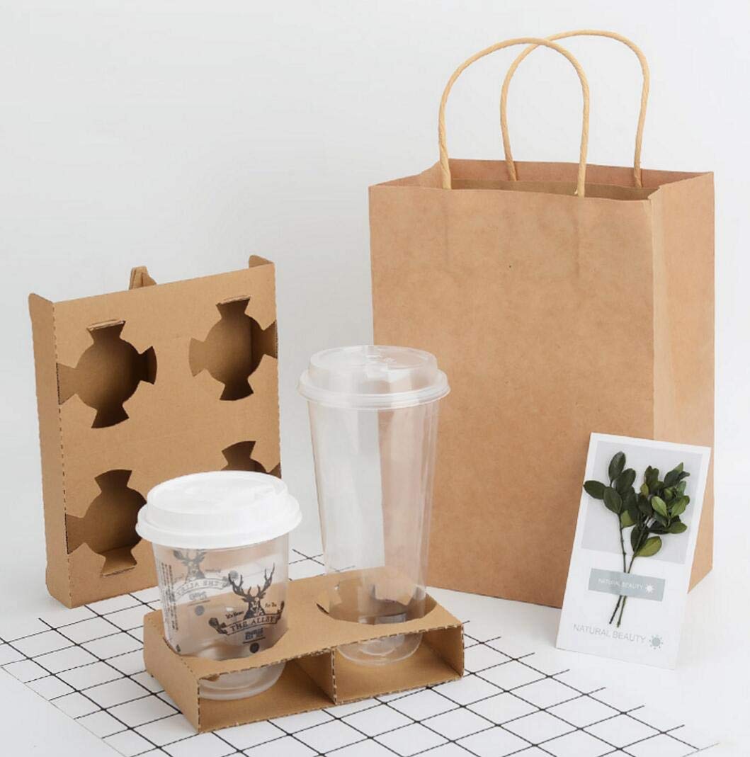 25PCS Cup Kraft Drink Carrier, Coffee Cup To Go Holder, Cupcake Carrier, Pack and Take Away for Multi-size Cups, Suitable for Leisure Bar, Coffeehouse