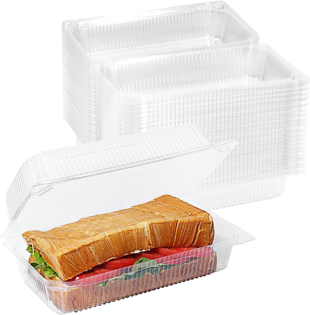 Alpha Basics Pack of 25 PET Hinged (Large) Cake Box Containers Transparent PL Box for bakery 23cmx10cmx7cm