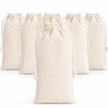 Alpha Basics Pack of 10 Cotton Drawstring Pouch Bag 4 x 8 Inch, White Muslin Storage Bags with Drawstring Closure for Jewelry, Gifts, Wedding Favors, Soap, Candles, Herbs and Cosmetics