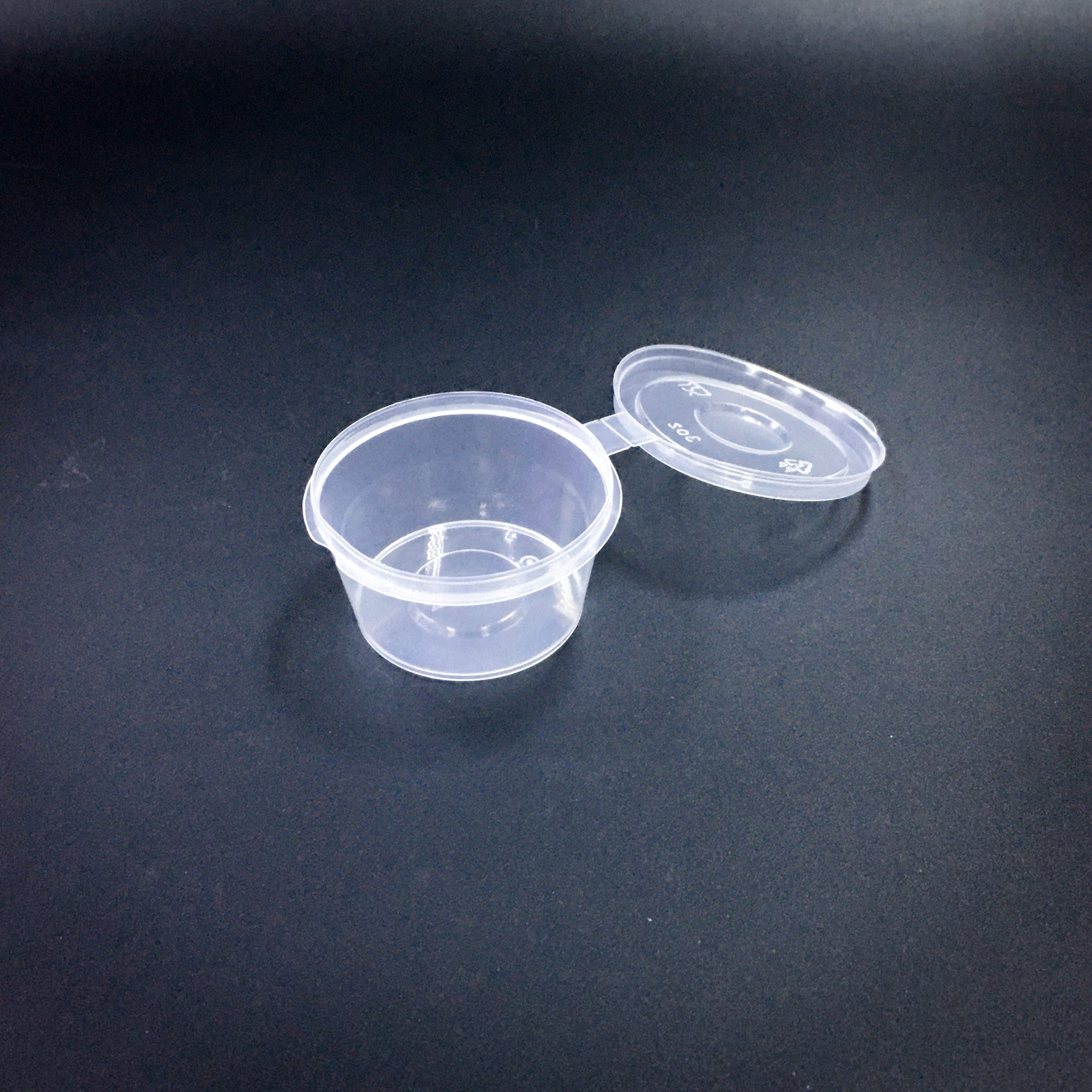 Best We Sell Mini 50Ml Plastic Cup With Attached Lid|Small Size Plastic Container For Food Storage|Pack Of 50,Transparent