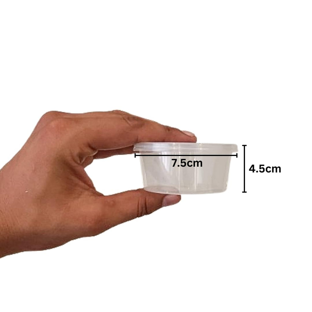 Alpha Basics Plastic Round Reusable Containers with lid - 100ml transparent (Pack of 50)