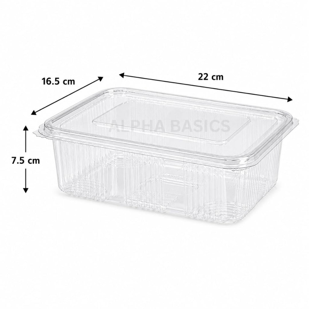 Alpha Basics Pack of 25 Rectangle 2000ml Bulk Takeaway Packaging Party Food Containers Bulk Deli Food Boxes with Hinged Lid