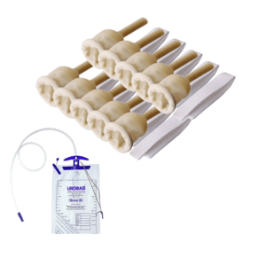 Alpha Basics Latex External Condom Catheter Set, 10 Male Cath (Extra-Large 35mm), Uro Bag 2000ml 2pcs, Beige