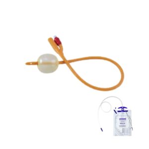 Alpha Basics Foley Balloon Catheter 18FG with Urine Bag (Kit 10+2), Multicolour
