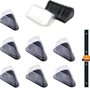 Alpha Basics 50pcs Transparent Cake Slice Pastry Box Triangle Cake box (Black Bottom)